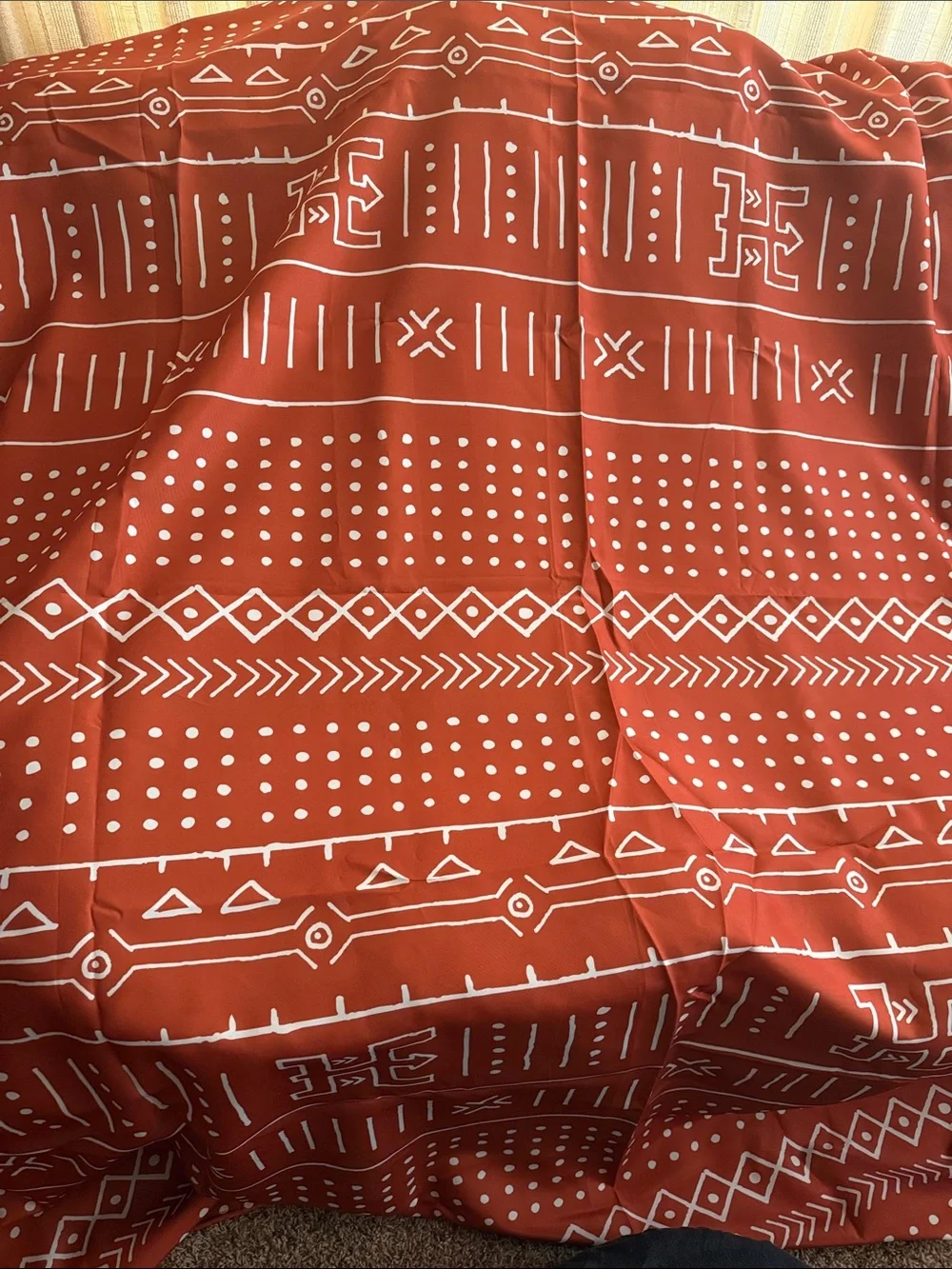 Rust Geometric Shower Curtain - Western Style— long